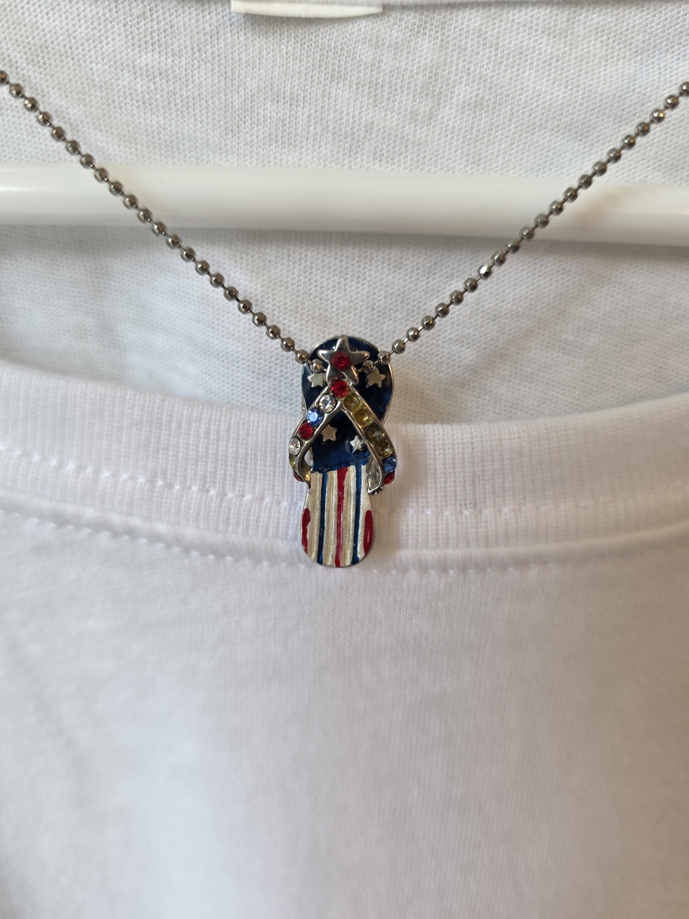 Cookie Lee Patriotic Flip-Flop Pendant Necklace - Red, White & Blue  #5